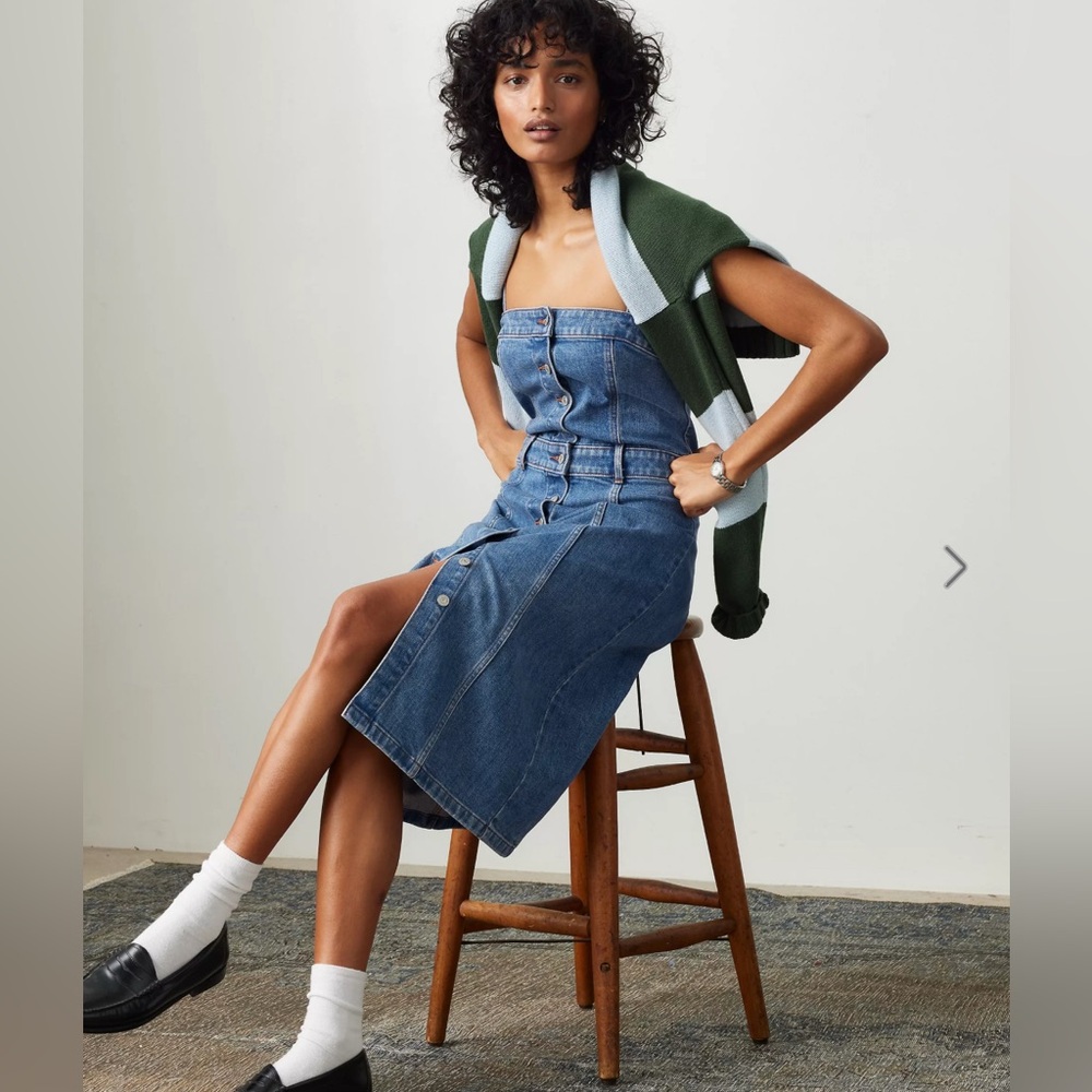 LEVIS PREMIUM Denim Strapless Button-Down Dress size S